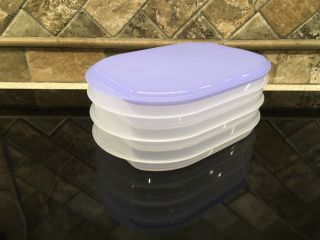 Tupperware 2576 Sheer 4 Piece Fridge Stackable Cheese Deli Lunch Meat Containers