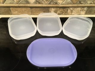Tupperware 2576 Sheer 4 Piece Fridge Stackable Cheese Deli Lunch Meat Containers 3