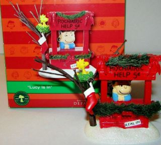 Dept 56 Peanuts Christmas Village,  Lucy Is In Doctor Booth Figure Woodstock