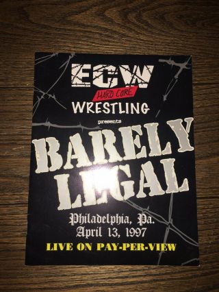 Ecw Barely Legal Program 1997 Vintage Wwe Wwf Wcw Roh