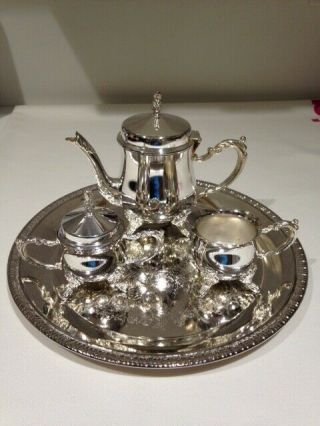 Studio Silversmith Silver Co Silver Plate Mini Tea Set Tray Teapot Creamer Sugar
