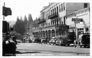Autos Eastman Studios 1940s National Hotel Nevada City California Rppc 8287