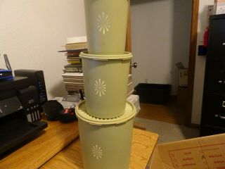 Vintage Tupperware Avacado Green Canisters Set Of 3 With Lids 805,  809,  811