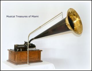 Edison Triumph Cylinder Phonograph With Horn & 20 Cylinders - Ships Worldwide