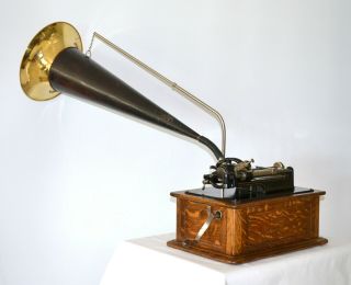 EDISON TRIUMPH CYLINDER PHONOGRAPH WITH HORN & 20 CYLINDERS - SHIPS WORLDWIDE 3