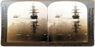 Keystone Stereoview Of Two Whaling Ships In The Arctic From The 1920’s 200 Set