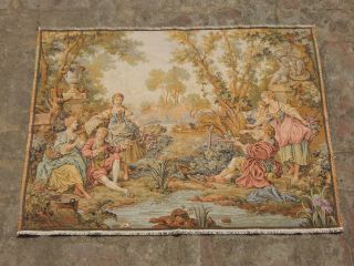 Vintage French Romantic Scene Tapestry 86x62cm (a1241)