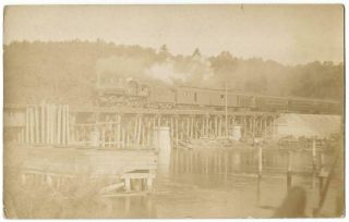Pere Marquette Railroad Passenger Train Crossing Wooden Trestle Rppc C.  1910