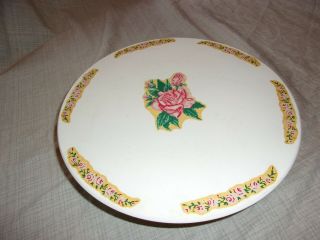 Vtg Kitchen Musical Cake Plate Swiss Happy Birthday Music On Off Switch Roses