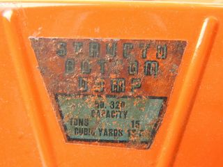 Vintage Structo Steel Toys Bottom Dump Earth Mover Orange 1950 ' s VG cond 3
