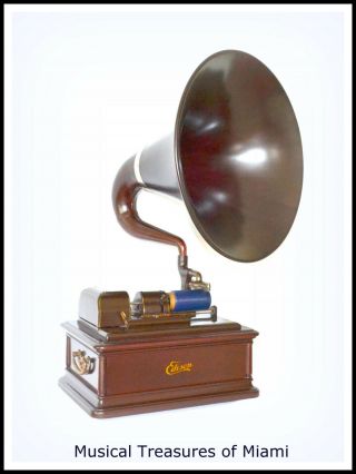 Edison Opera Cylinder Phonograph Wood Horn - Ships Worldwide