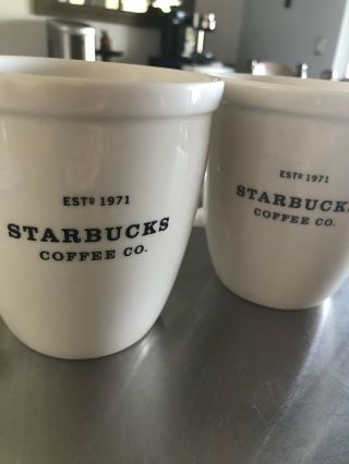 2001 Starbucks 2 Coffee Mugs Cup Barista White Black 18 Oz Estd 1971 Large