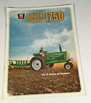 Vintage Oliver 1750 5 - 6 Plowtractor 80 Pto Hp Farm Sales Brochure W/specs,  1960 