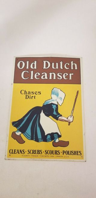 Vintage " Old Dutch Cleanser " Metal Advertising Sign 13 " X 9 "