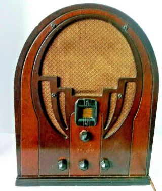 Philco Model 60 Cathedral Radio Receiver 1930s Great For Restoration