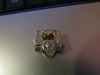 Rare Nuvo Vintage Sterling Silver Bracelet Charm Punch & Judy Circus Cart Opens