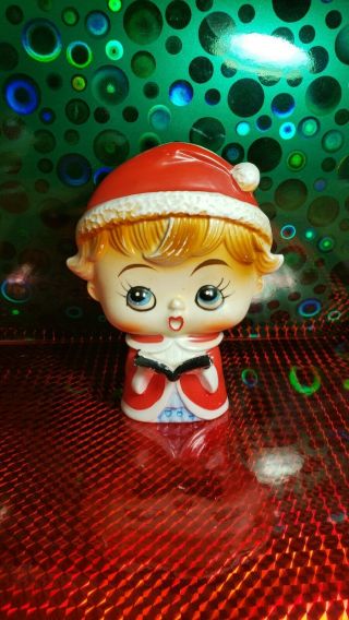Vintage Christmas Salt Shaker,  Big Eyed Caroler,  Lipper & Mann,  Made In Japan