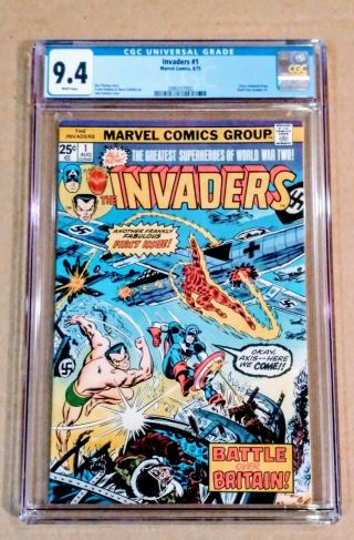 The Invaders 1 Cgc 9.  4 Nm (1975 1st Series) Captain America,  Namor,  Human Torch