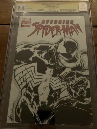 Avenging Spider - Man 1 Blank Cover Cgc Ss 9.  4 Venom Sketch Adelso Corona Marvel
