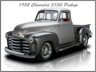 1952 Chevrolet 3100 Pickup Truck Hot Rod Metal Sign: Fully Restored