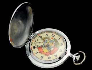 Rare Vintage Soviet Pocket Watch Molniya Coat Of Arms Gagarin Movement