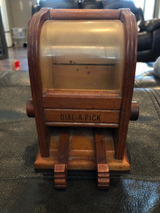 1940 Wooden Dial A Pick Toothpick Dispenser Holder