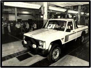 1985 Jeep Comanche Metal Sign: First Comanche Rolls Off Toledo Assembly Line
