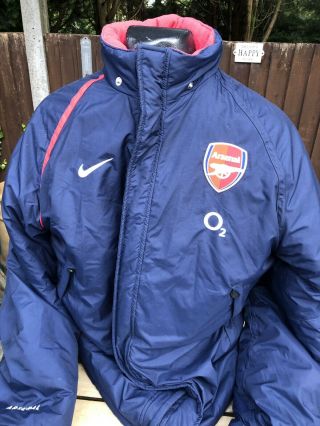 Vintage Arsenal Home Managers Bench Coat Size Medium Nike Total 90 Arsene Wenger