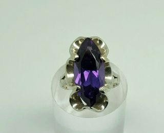Gorgeous Vintage Mexican Studio Sterling Silver Alexandrite Cocktail Ring Size L
