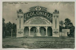Ma Postcard Onset Cape Cod Colonial Theatre Theater Marquis Sign Front View Bldg