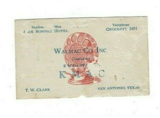 San Antonio,  Texas,  K M A C Radio Station Business Card,  1940 