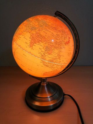 Vintage Mid Century Modern Touch Activated Illuminated World Globe Desk Lamp