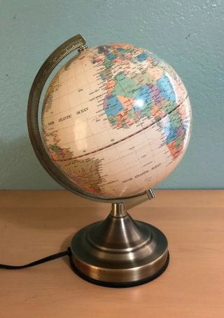 Vintage Mid Century Modern Touch Activated Illuminated World Globe Desk Lamp 2