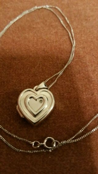 Vintage 9ct Gold & Diamond Opening Heart Locket Pendant & Chain Hallmarked
