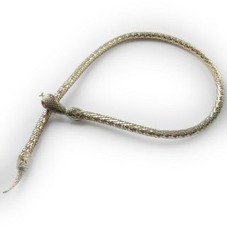 Vintage Gold Mesh Snake Serpent Choker Necklace
