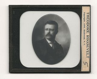 Portrait Of Theodore Roosevelt Magic Lantern Glass Slide Black & White