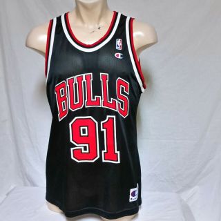 Vtg Dennis Rodman Chicago Bulls Champion Nba Throwback Basketball Jersey 90s 44