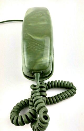 Stromberg Carlson Slenderet Rotary Dial Telephone Green White Swirl