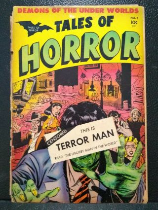 Tales Of Horror 1 June 1952 - Minoan Press Pre - Code Horror Censored Cover Gd -