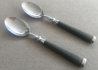 2 Teaspoons Tea Spoons Nocturnal International Silver Is Lyon Japan Black Handle