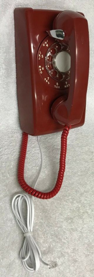 Vintage 1950s Western Electric A/b 554 12 - 59 Red Rotary Dial Wall Mount Phone