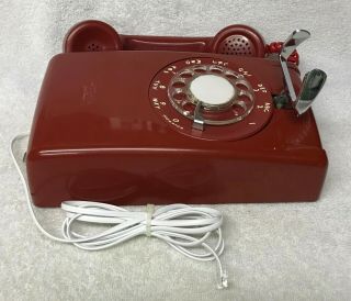 Vintage 1950s WESTERN ELECTRIC A/B 554 12 - 59 RED Rotary Dial Wall Mount Phone 2