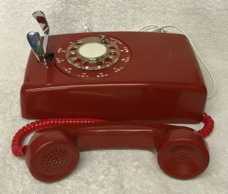 Vintage 1950s WESTERN ELECTRIC A/B 554 12 - 59 RED Rotary Dial Wall Mount Phone 3