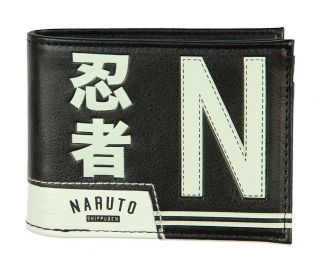 Official Naruto Ninja Academy Anime Black White Bi - Fold Wallet Bioworld