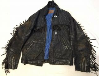 Vintage 1960s - Kett - Leather Motorcycle Jacket,  With Patches On