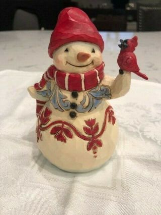 Enesco Jim Shore Heartwood Creek Pint Sized Snowman With Cardinal 4058803 So Cut