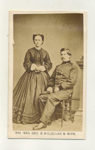 Old Photo General George B Mcclellan & Wife