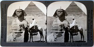 Keystone Stereoview Sphinx & Great Pyramid,  Giza,  Egypt From The 1920’s 400 Set