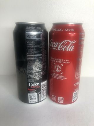 Stranger Things Coca - Cola 16 oz Coke Cans 1985 Limited Edition Set of 2 2