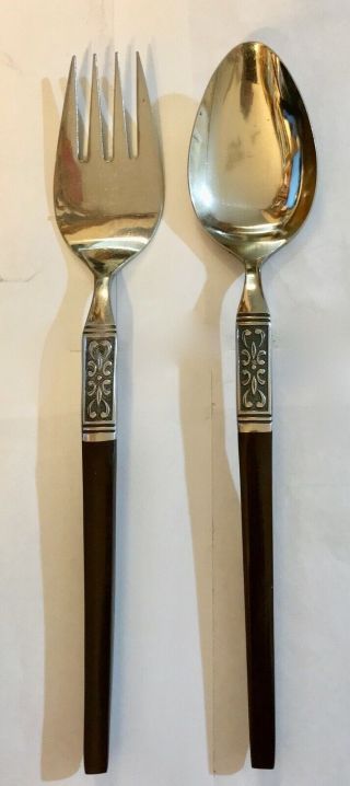" Pair " Interpur Inr19 Danish Modern Stainless Serving Fork And Spoon